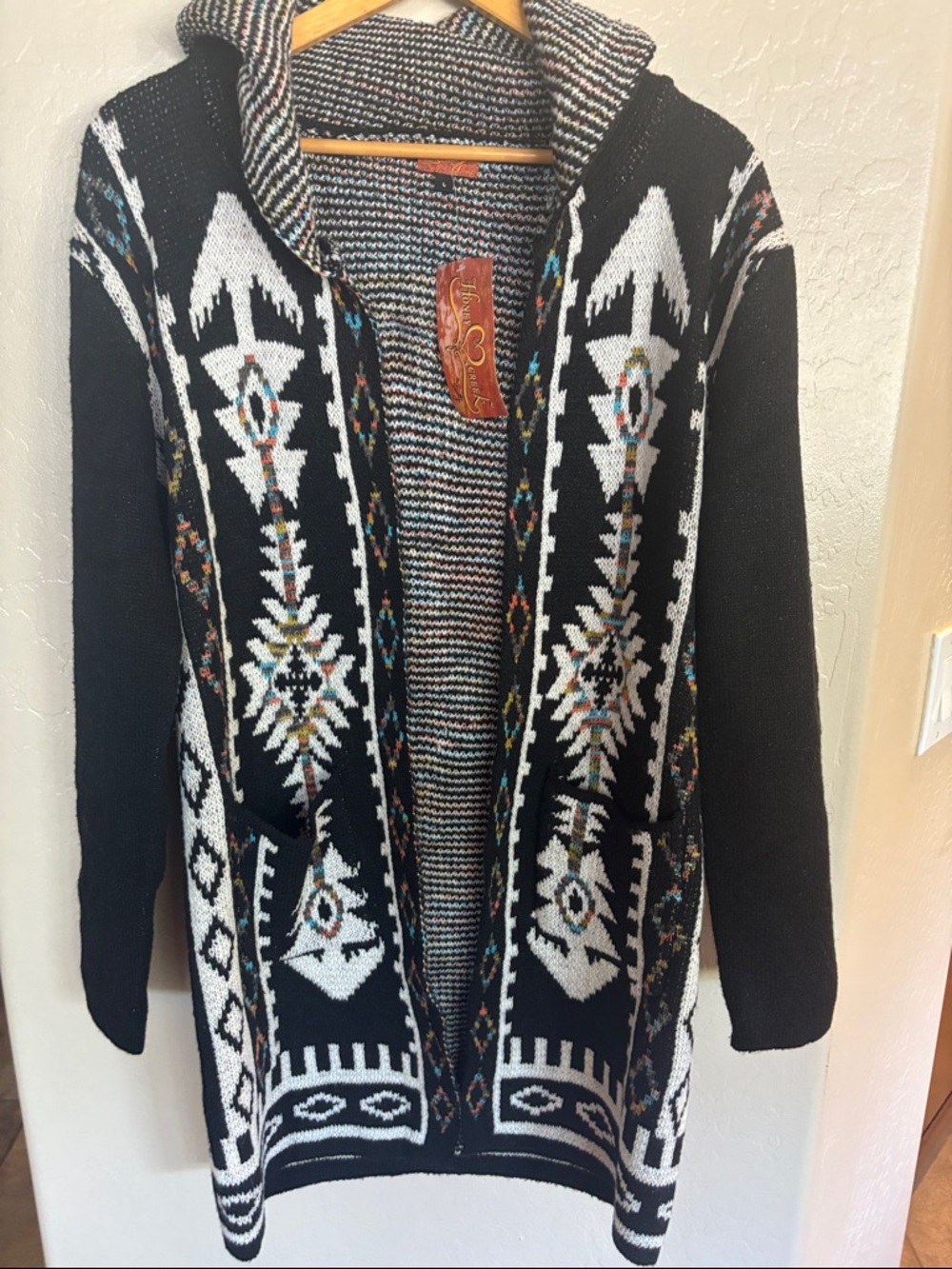 Scully Black Multicolor Aztec Knit Cardigan
